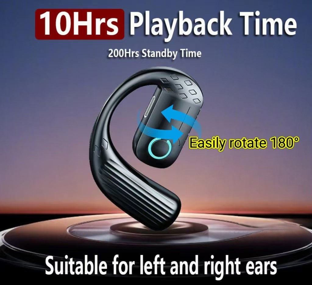 Fones de ouvido sem fio XINRAN OWS R9 Pro, Earbuds com um lado, Bluetooth, alta capacidade da bateria, longa distância,