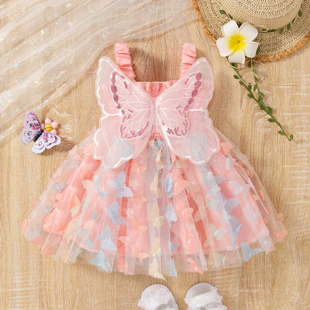Vestido De Princesa Borboleta De Chiffon Para Bebê Menina Roupa De Festa De Aniversário De Casamento De Verão em Oferta na Shopee