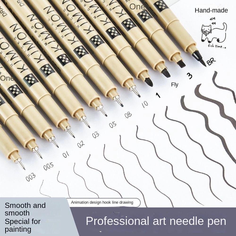 Estudante Desenho Agulha Caneta Multi-Modelo Canetas Pretas Para Linha De Gancho Escovação Material Escolar Arte Caligra