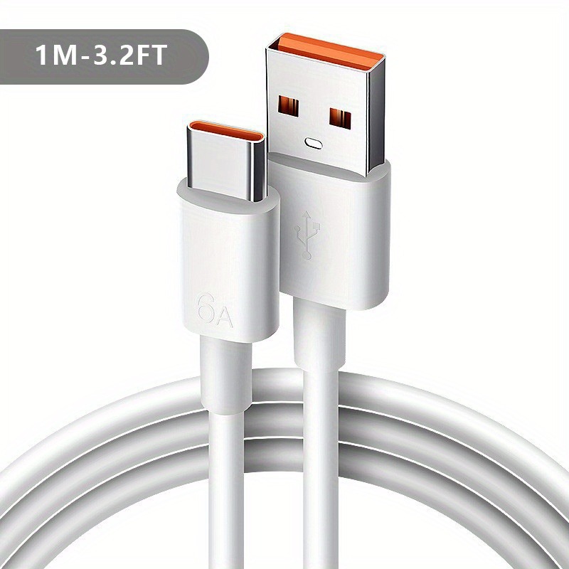 Cabo de Dados Type-c de Carregamento Rápido de 1 Metro para Huawei, Xiaomi, Vivo, Honor e Redmi - Compatível com 6A