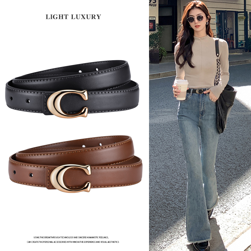 Cinto Elegante E Fino Para Mulheres – Alça Minimalista Com Fivela De Liga Vestidos Jeans em Oferta na Shopee