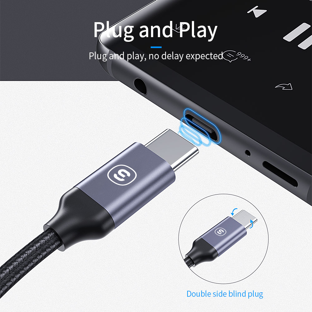 Essager 3.5 Mm Jack AUX Para USB C Cabo Adaptador 3.5 Conversor De Áudio Fone De Ouvido Com DAC - detalhe