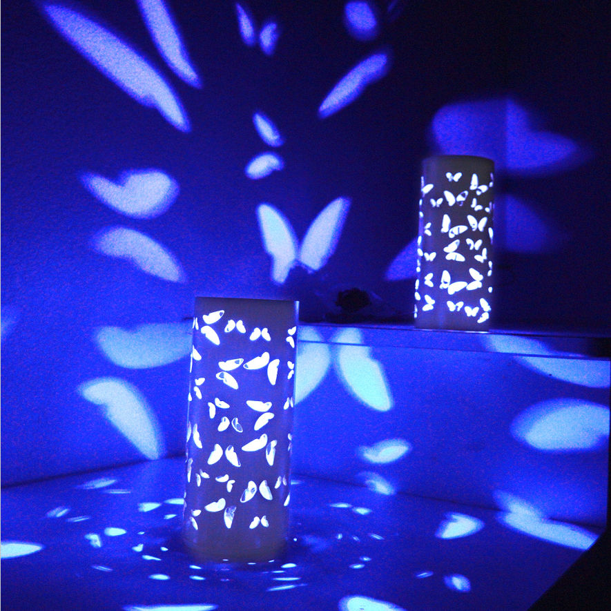 Luminária de chão com projeção de borboleta criativa para quarto, cabeceira, luz ambiente para transmissão ao vivo,