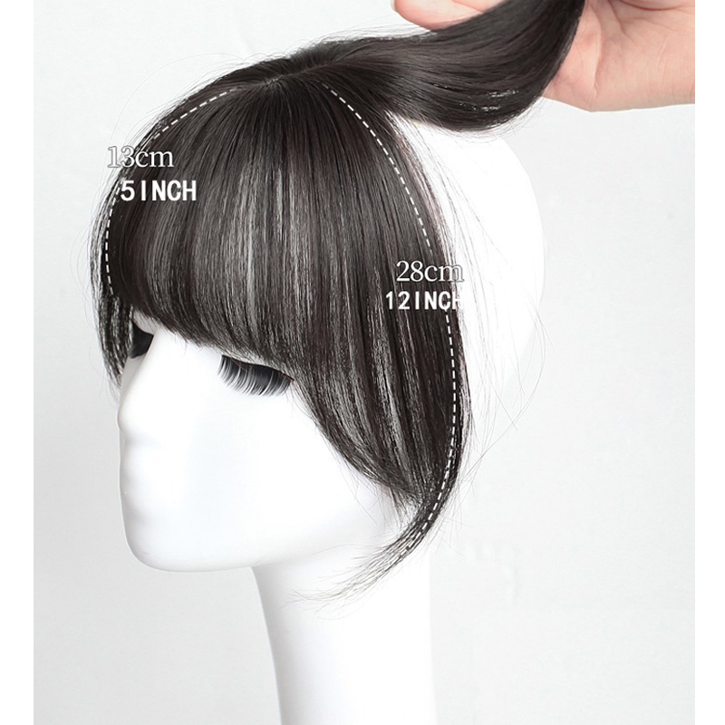 Topper de Cabelo Preto Natural de 12 - Franja Clip-In Fofa para Mulheres, Peça de Franja Sintética Invisível em Oferta na Shopee