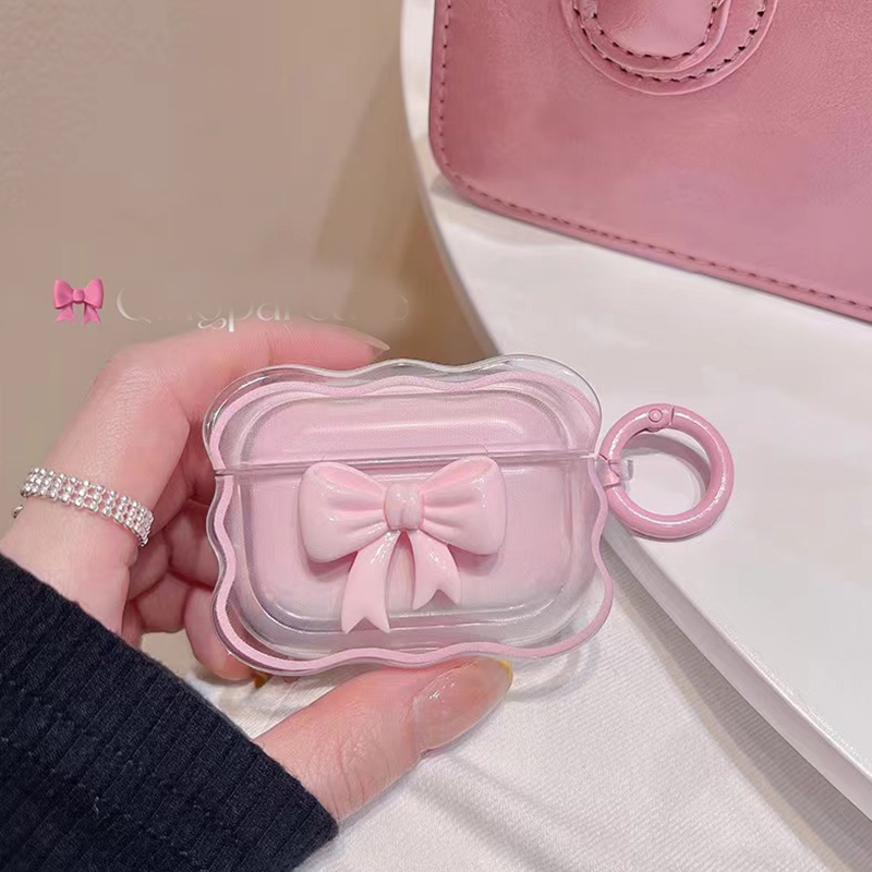 Detalhes do Capa Pink Bow AirPods Para 3/Pro 2-Macia Fone De Ouvido Bluetooth Com Design Fofo (Apenas)