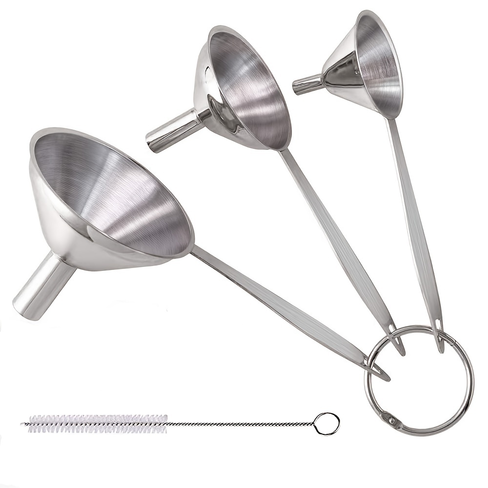 Conjunto de funil de metal portátil com escova de limpeza em aço inoxidável New New.