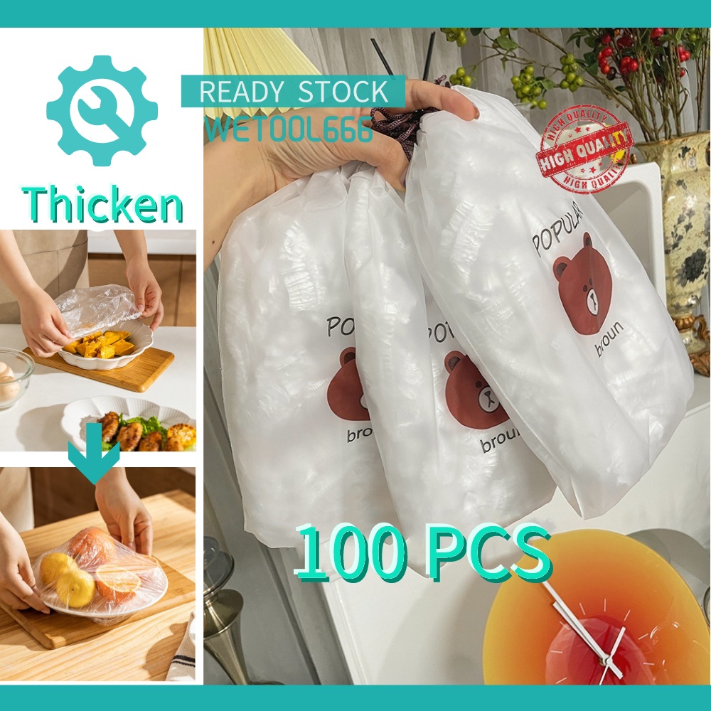 100 peças de filme plástico descartável de grau alimentício, filme de conservação PE, cobertura universal, envoltório à