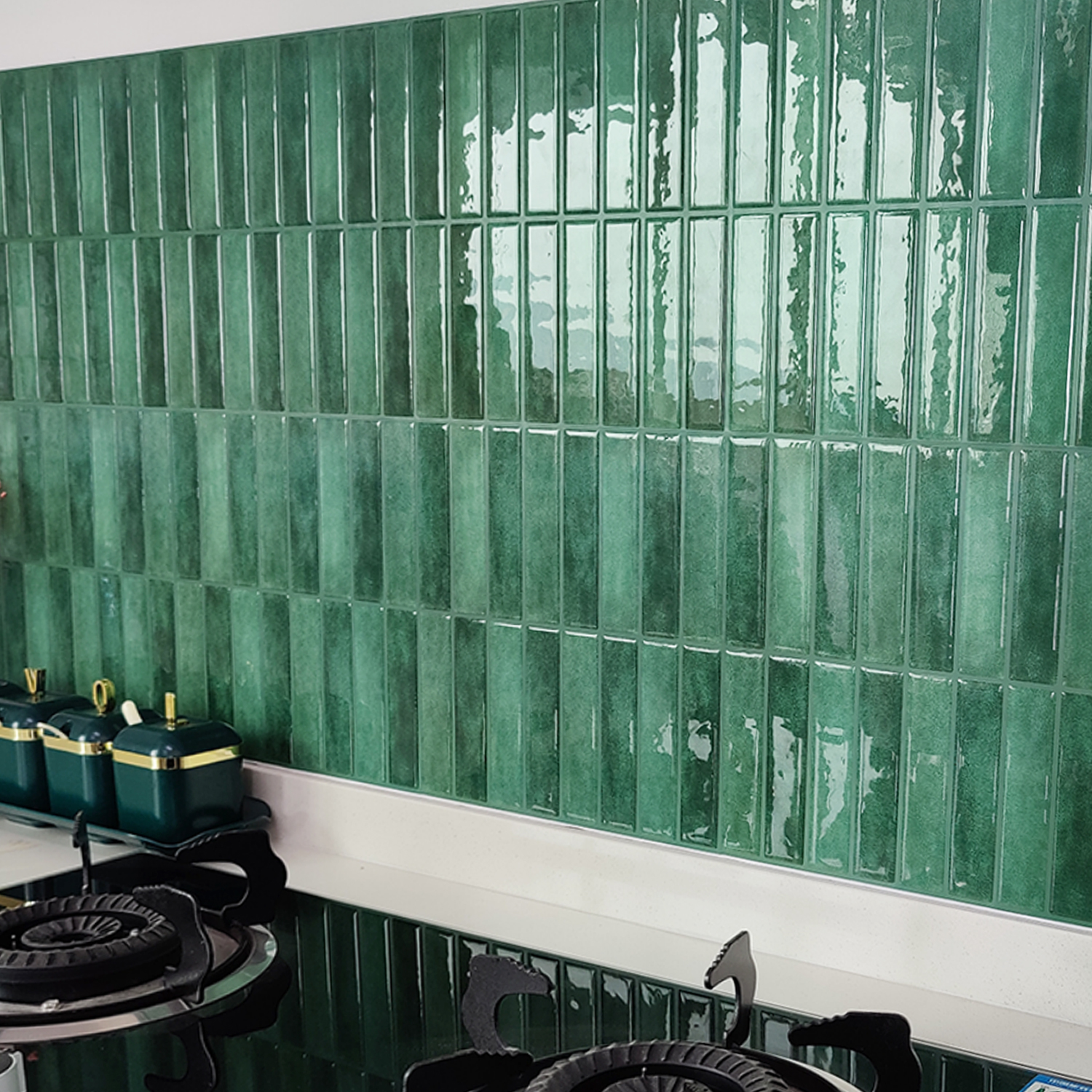 Uma Folha 3D Padrão De Azulejo Verde Imitação De Adesivos Parede Backsplash De Cozinha E B...