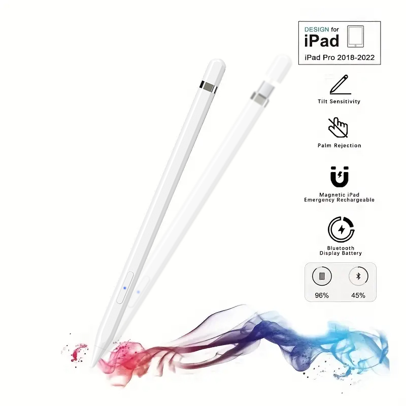 A caneta Stylus é adequada para Ipad Apple Pencil 21 Geração Nova caneta de adsorção magnética, detecção de pressão de inclinação com economia de energia inteligente, evita toque incorreto, função de tecla de atalho,