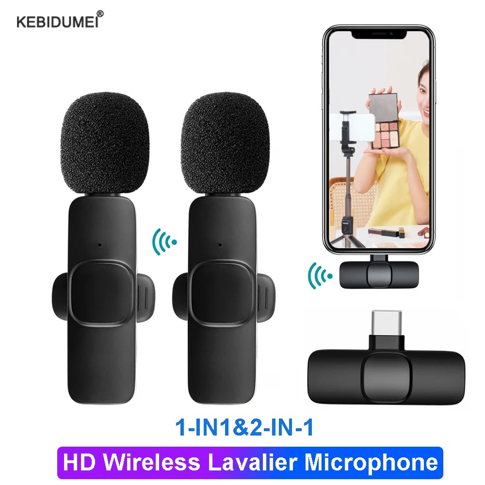 Kit 2 Microfones Lapela Sem Fio K9 Tipo C Android Profissional