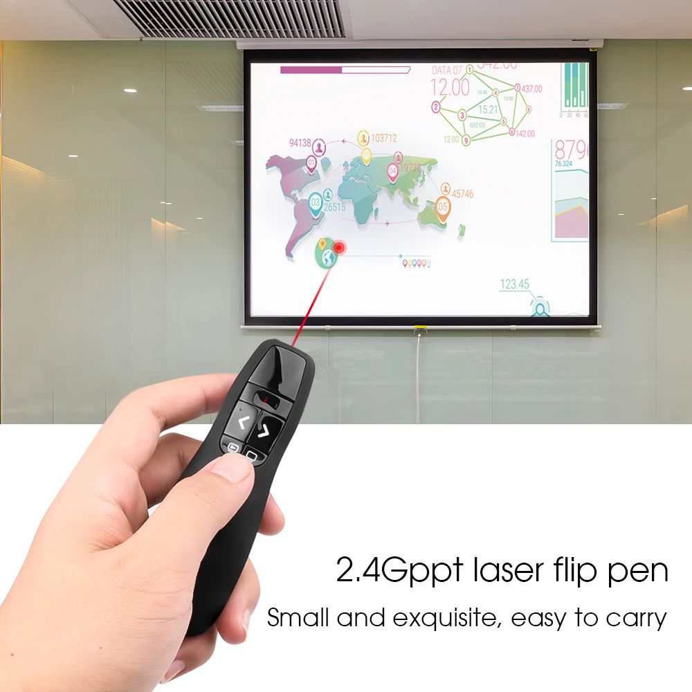 Apresentador Sem Fio USB Ponteiro De Caneta Laser Vermelho 2.4Ghz PPT Remoto Com Portátil Para Apresentação