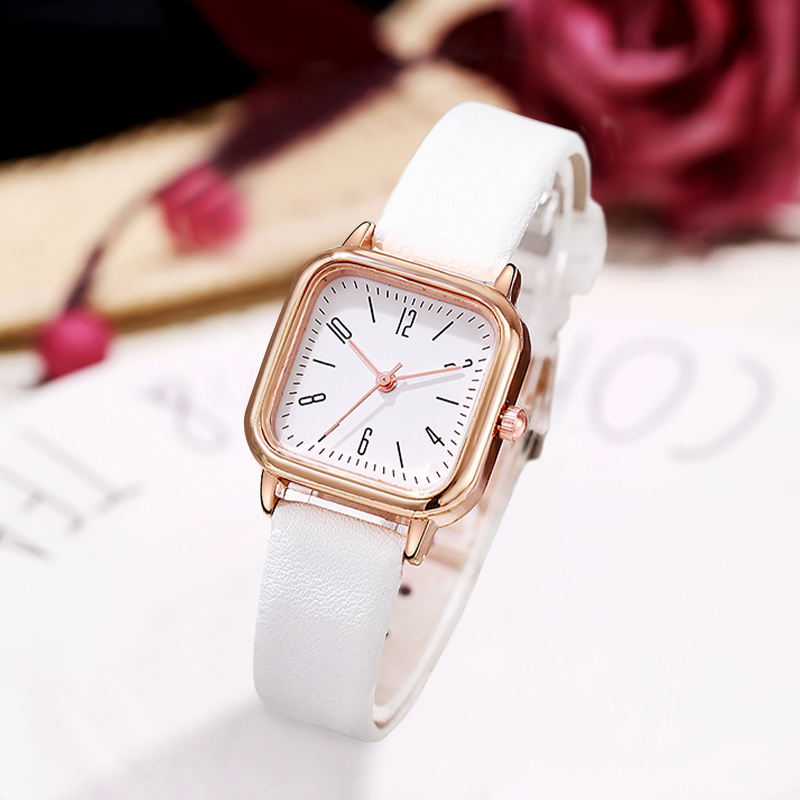 Moda Quadrada Feminina Relógios Casual Pulseira De Couro Relógio De Quartzo em Oferta na Shopee