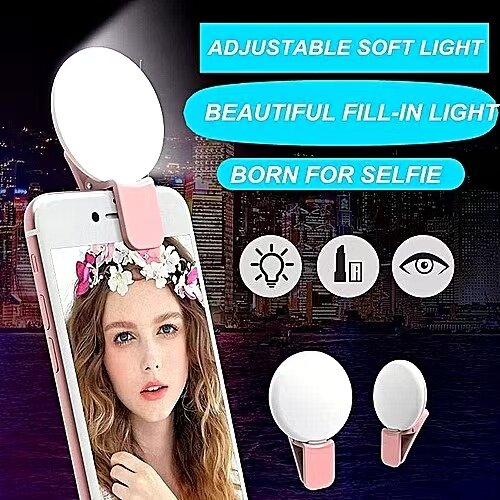 Selfie Ring Light Recarregável LED Flash Fill Para Câmera De Telefone