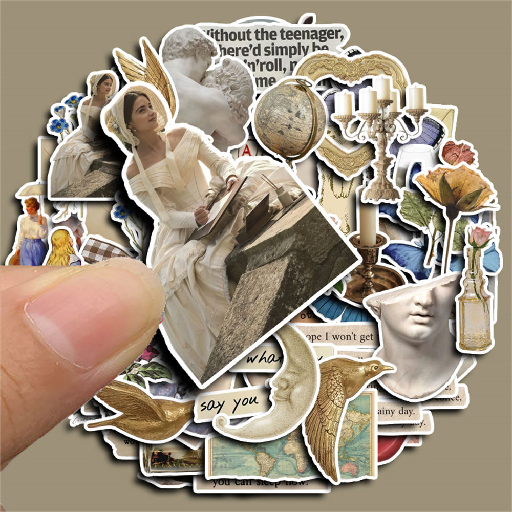 50 Peças De Adesivos De Arte Retrô-Decalques Washi DIY Para Laptop , Scrapbooking E Artesanato