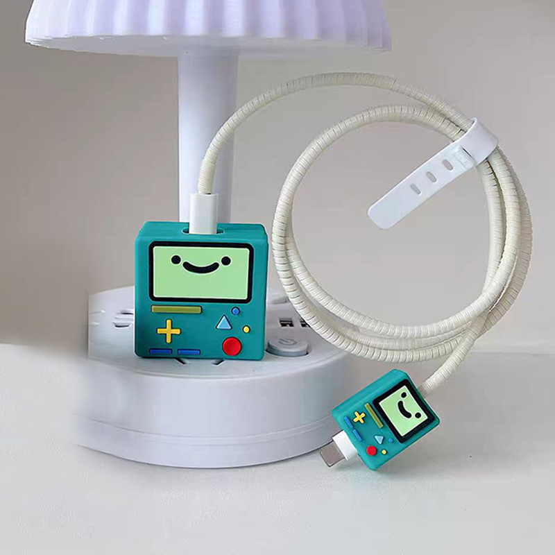 Conjunto de 4 peças: carregador verde para console de videogame, capa protetora para cabo de 20W, capa protetora para