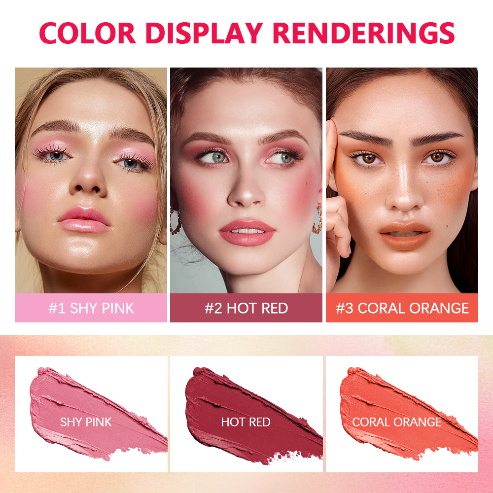 Ibcccndc Bastão de Blush Multifuncional, Creme de Blush Natural para Bochechas, Alta Renderização de Cor, Longa · foto 2