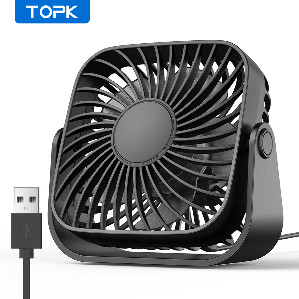 Novo Ventilador de Mesa USB TOPK, Ventilador USB Pequeno com 3 Velocidades Fortes, Operação Silenciosa, Ventilador