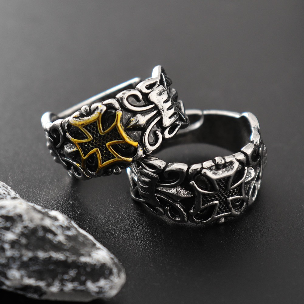 Anel Ajustável Masculino Com Cruz De Prata Tailandesa Personalizada Vintage Joias Da Moda