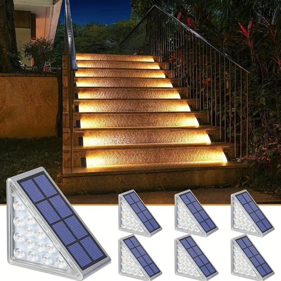 Lâmpada de Degrau Solar LED com Sensor de Movimento à Prova d'Água para Pátio, Corrimão, Escada e Jardim Externo