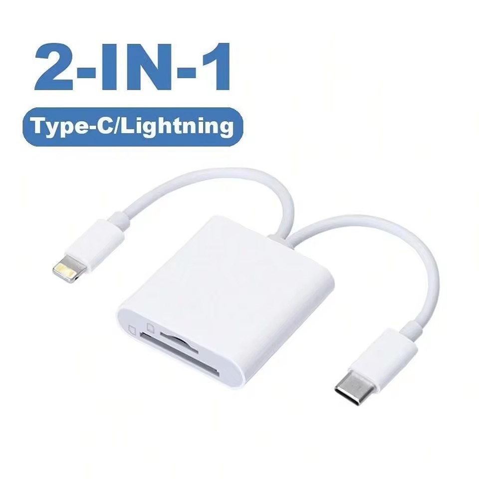 Leitor de Cartão OTG Tipo C / Lightning para Adaptador SD/TF. Leitor de cartões de memória para PC, laptop e iPhone.