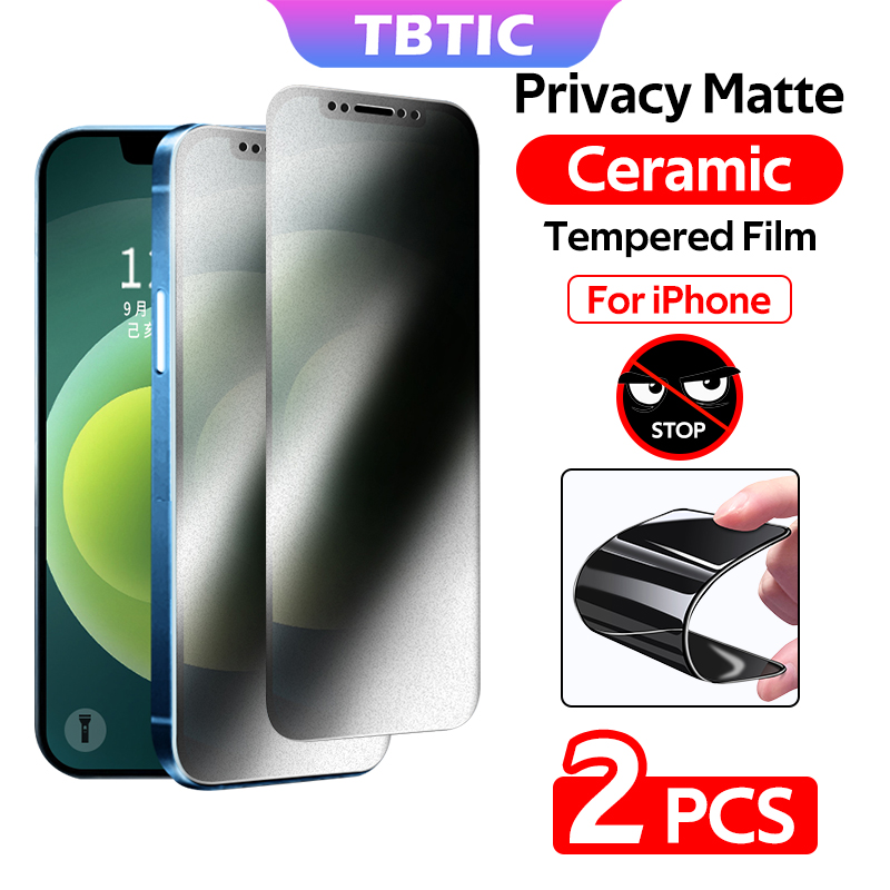 TBTIC 2pçs Antiespionagem Cerâmica Fosca Protetora De Tela De Privacidade Para iPhone 14 15 Plus 13 12 11 Pro Max Mini Xs 8 7 6 6s/Película Flexível