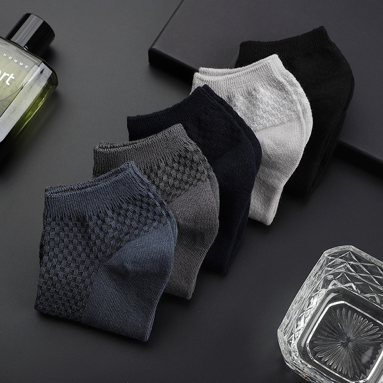  5 Pares de Meias de Tornozelo Masculinas de Bambu - Absorção de Umidade Casual de Negócios Barco