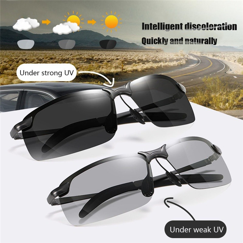 Óculos De Sol Fotocromáticos Masculinos UV400 Polarizados Para Dirigir Diurnos E Noturnos