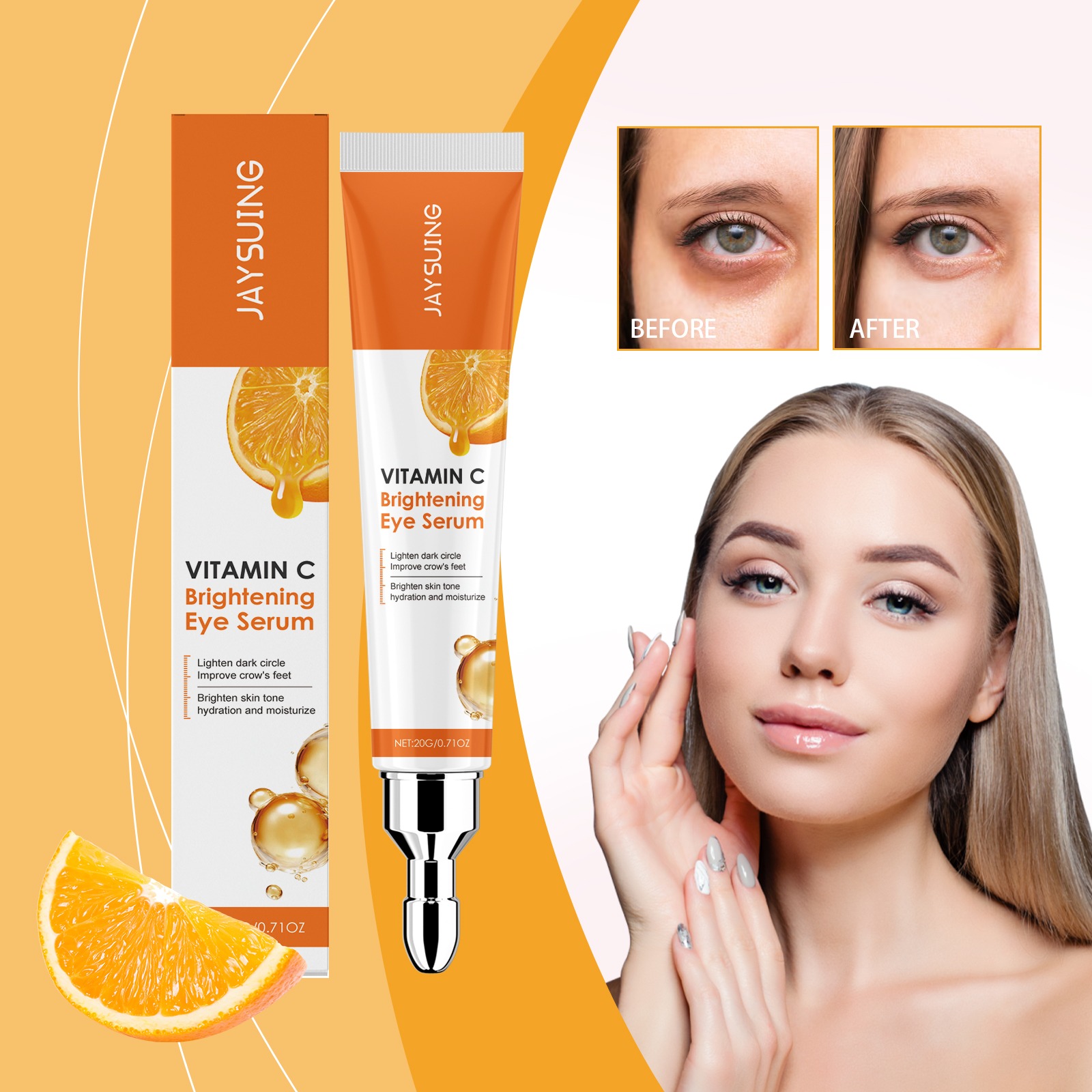 Novo Creme para Olhos com Vitamina C: remove olheiras, ilumina, tem ácido hialurônico, reduz linhas finas e bolsas.