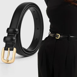 Cinto De Couro Premium Feminino Coreano – Fivela Elegante De Liga Preta Para Jeans E Vestido