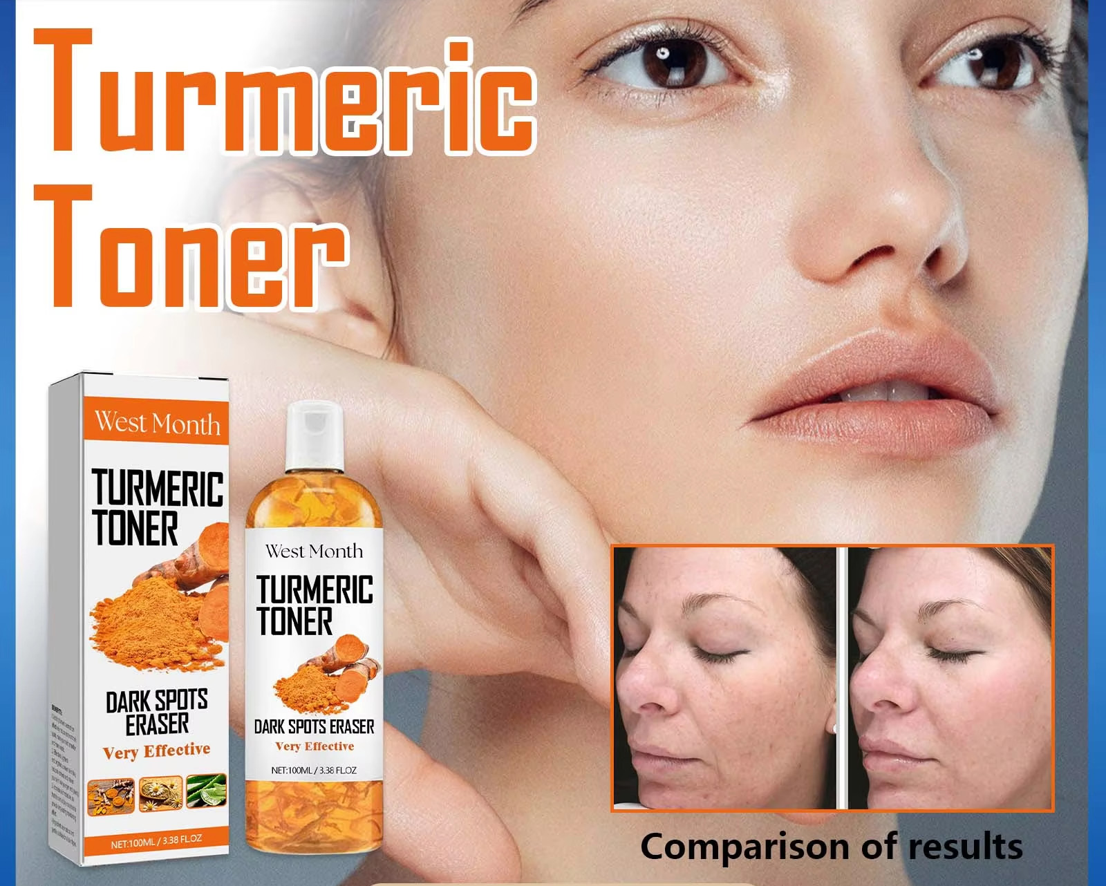 Tônico de Açafrão para Remoção de Manchas Escuras, Clareador de Manchas, Remove Sardas, Reduz Melasma, Hidratante,