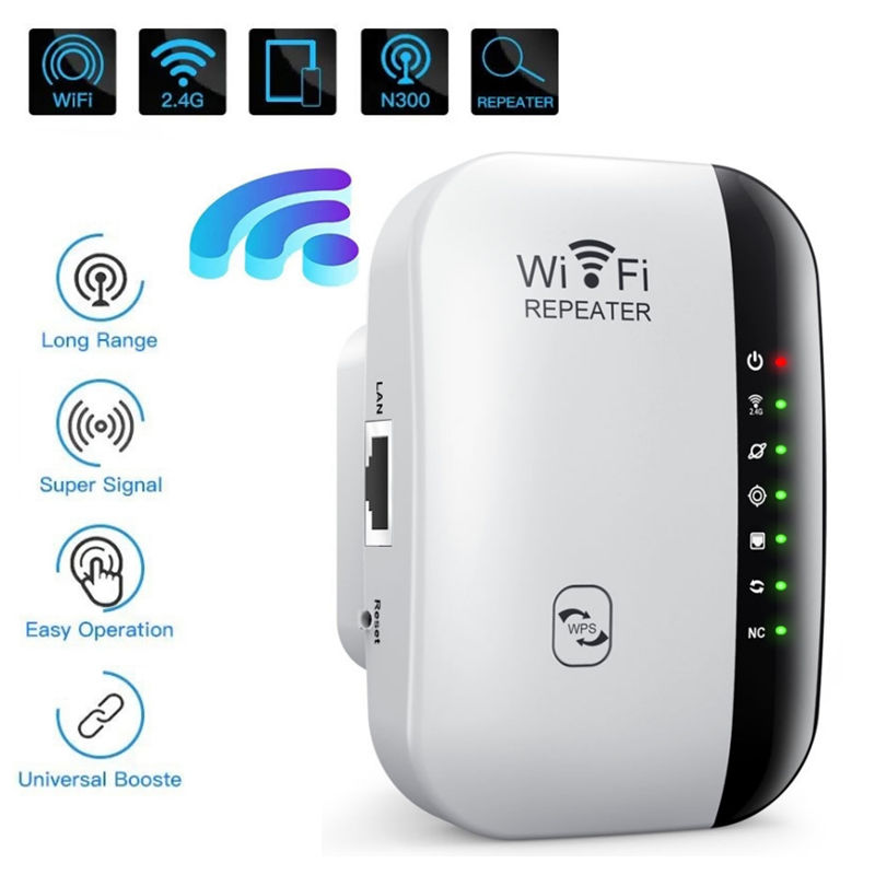 Novo Repetidor Wi-Fi Wireless 300Mbps 2.4G Roteador Extensor de Sinal Wi-Fi Amplificador de Sinal Adaptador de Rede