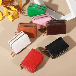 Carteira Feminina Elegante Com Vários Cartões E Zíper Duplo Seguro | Bolsa Casual De Couro PU Cartão