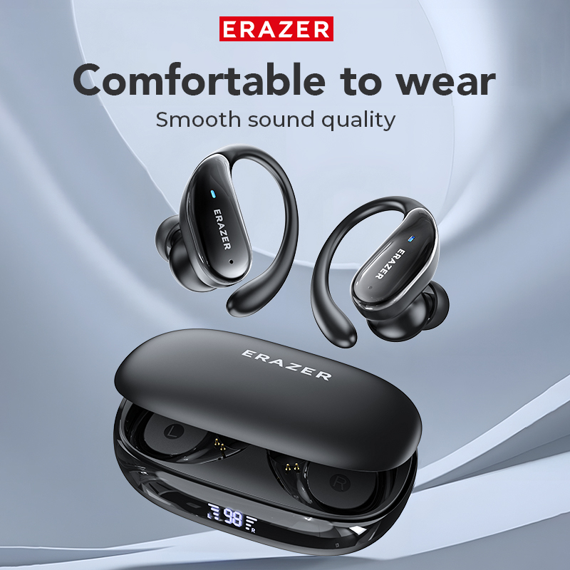 Fones de ouvido ERASER XT80 Pro Bluetooth 5.4 com Cancelamento de Ruído ANC, Headset Esportivo IPX7 à Prova d'Água, HiFi