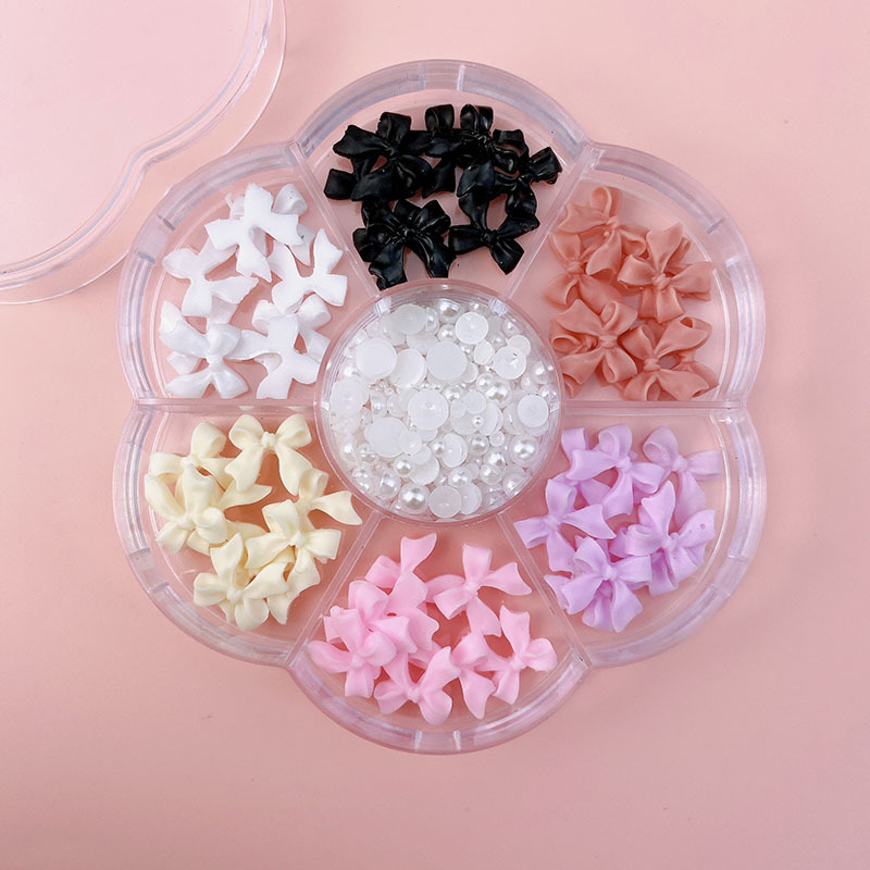 1 Caixa de Strass Coloridos em Forma de Laço, Conjunto de Charms para Unhas em 3D com Laços Coloridos para Decoração de