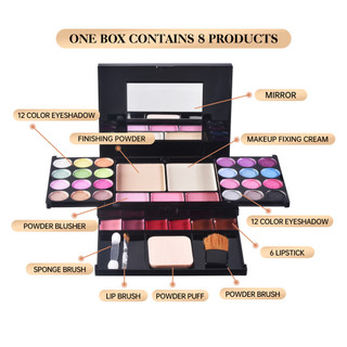 Kit De Maquiagem Profissional Multifuncional-24 Sombras , 3 Blushes , 6 Batons , 2 Pós E …