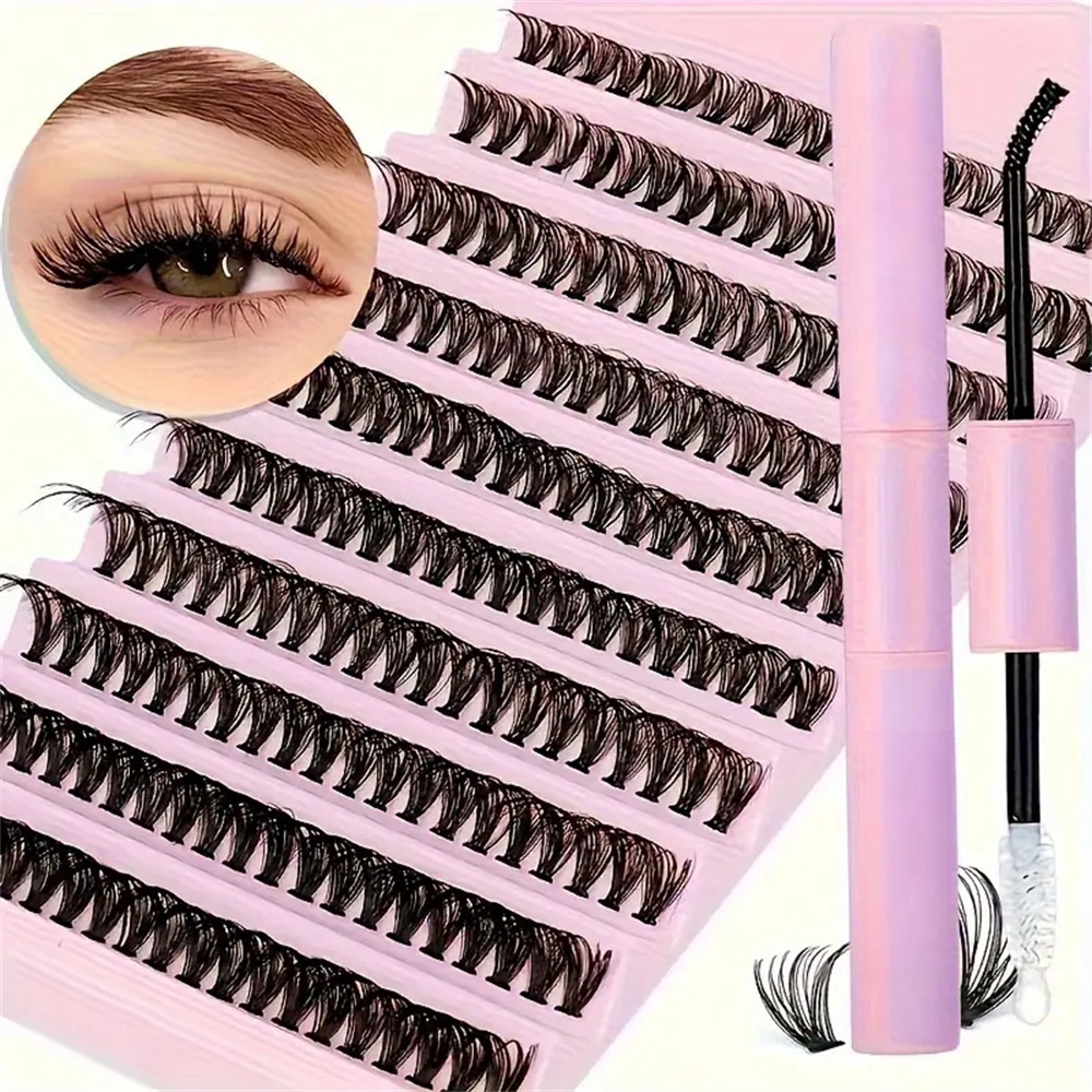 200 Peças Kit De Extensão De Cílios Diy 40D 8-18Mm Com Vedação Adesiva Para Uso Automático Em Casa