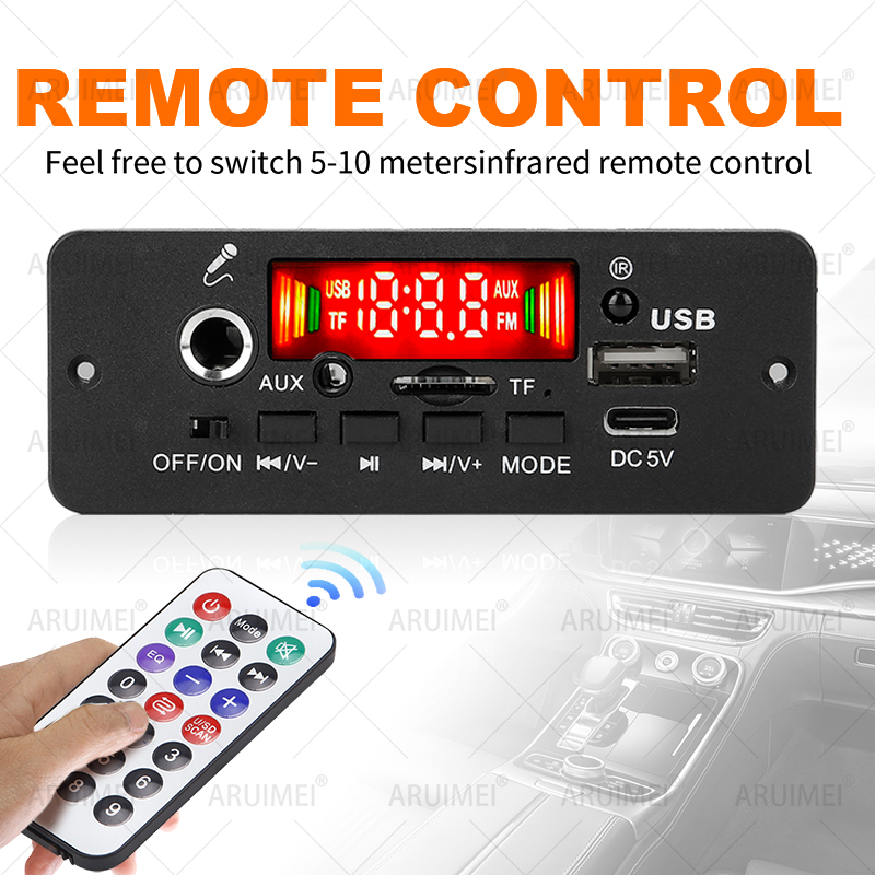Módulo Amplificador De 10 W Com Rádio FM MP3 USB TF Reprodução Viva-Voz Sem Fio Mike Stereo System Pro