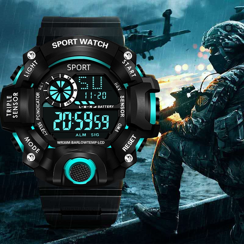 Relógio Esportivo Digital Tático Camuflado Luminoso Cronógrafo Alarme Resistente A Choques Para Homens