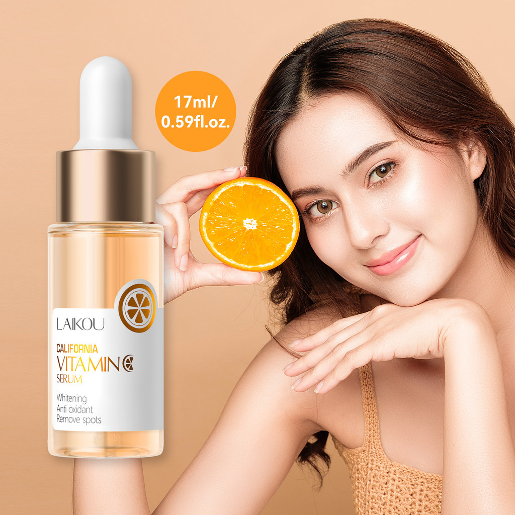 LAIKOU Vitamina C Soro Facial VC Clareador Antienvelhecimento Sardas Hidratante Para Manchas Escuras 17ml