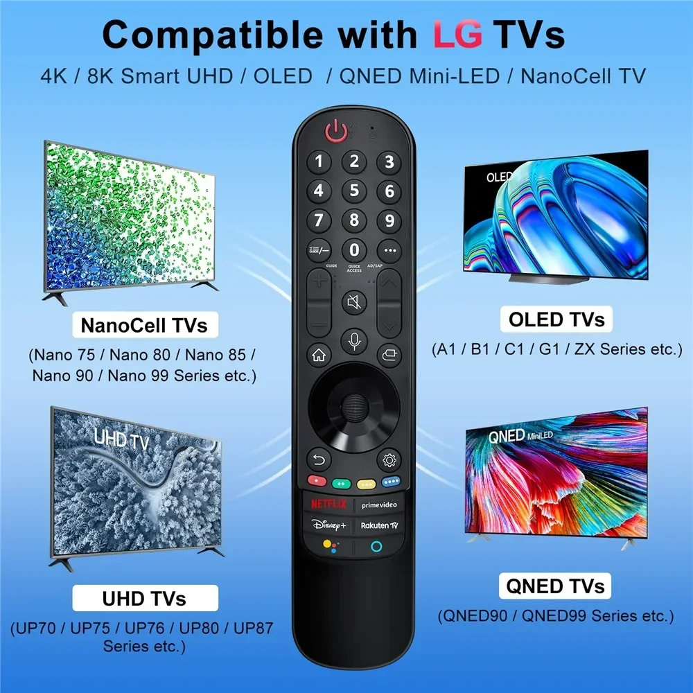 Novo Controle Remoto de Reposição LG Magic Remote MR21GA com Função Pointer e Voz para TVs LG Smart TV UHD OLED QNED