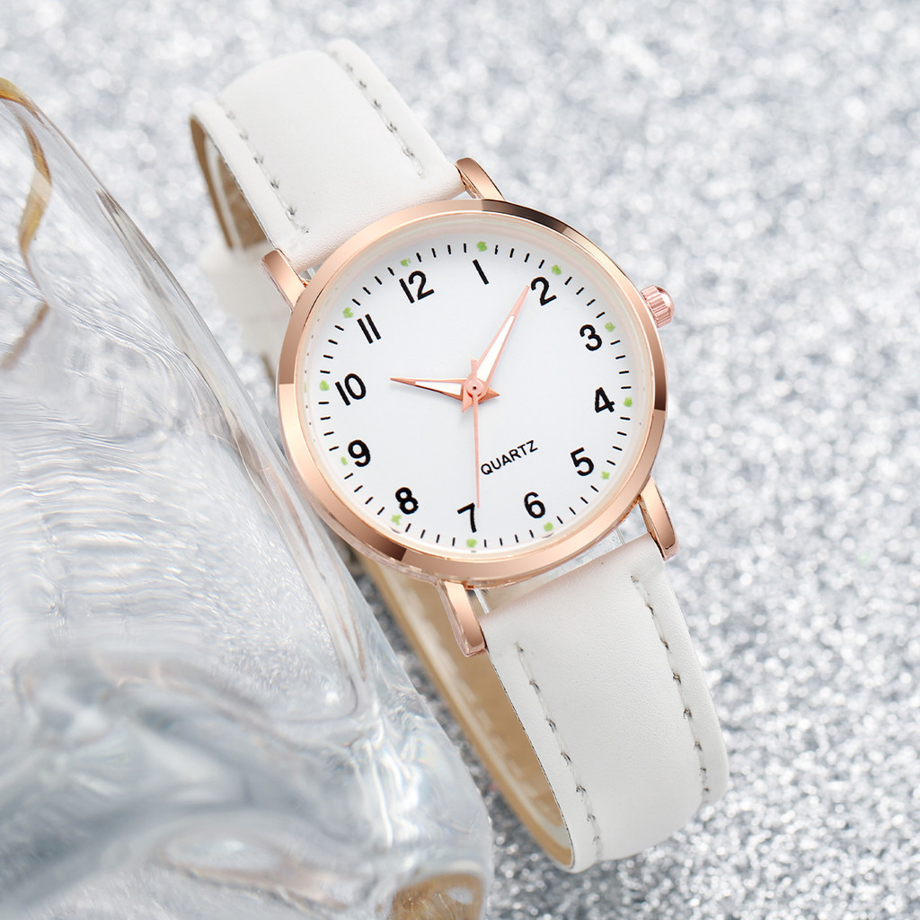 Detalhes do Conjunto Elegante De Relógio Feminino E Pulseira De Coração Com 2 Peças-Quartzo Mostrador Árabe Couro