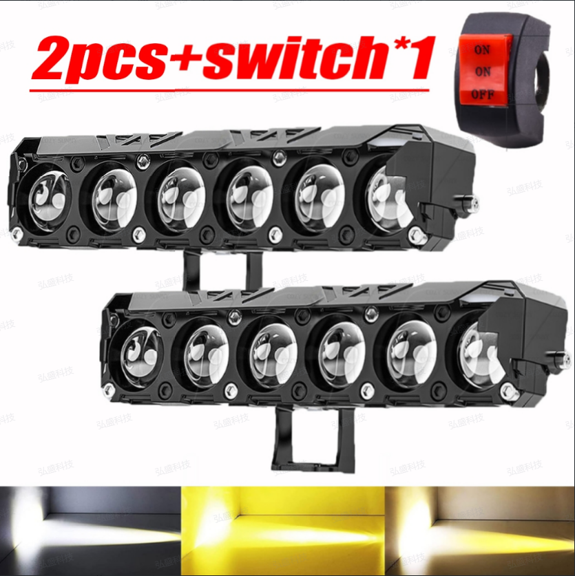 Lanterna De Condução Led Dual Color Com 6 Lentes Para Veículos (12V/24V)