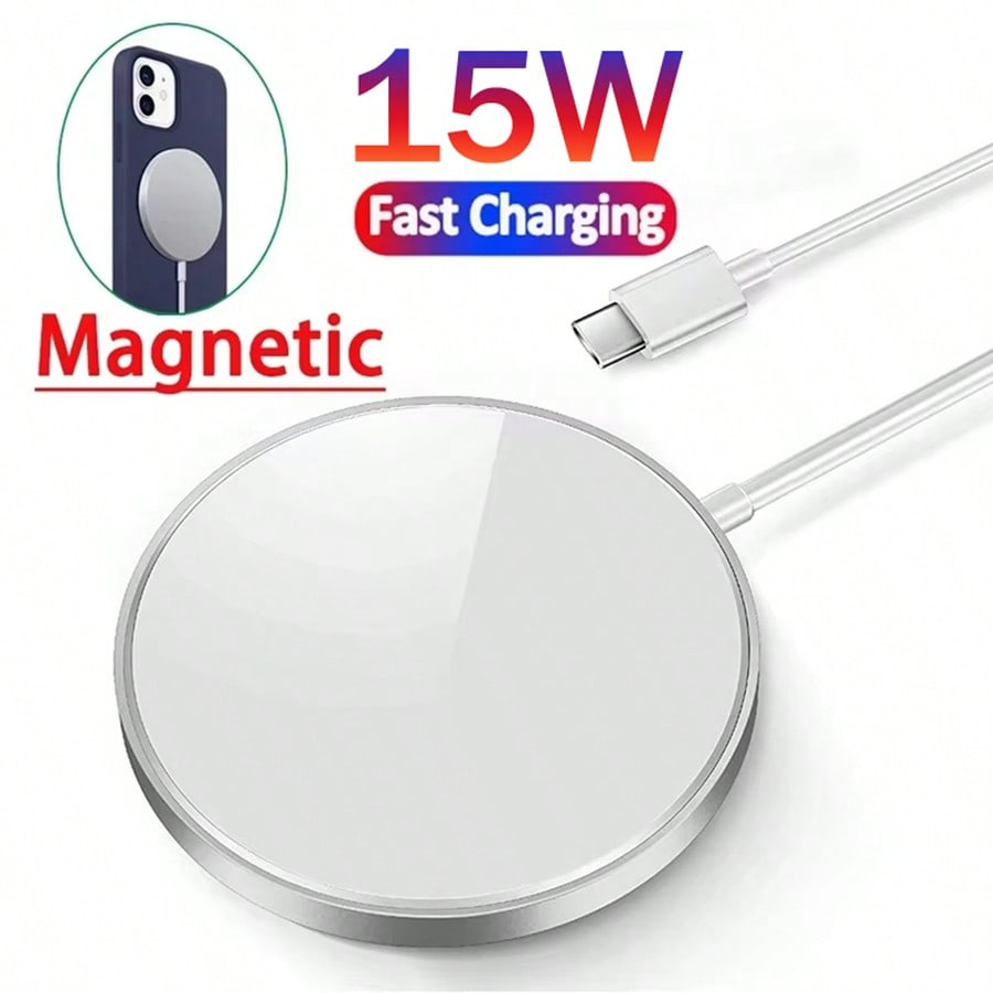 Carregador Sem Fio Magnético Rápido de 15 W para Almofada de Carregamento IPhone e Samsung