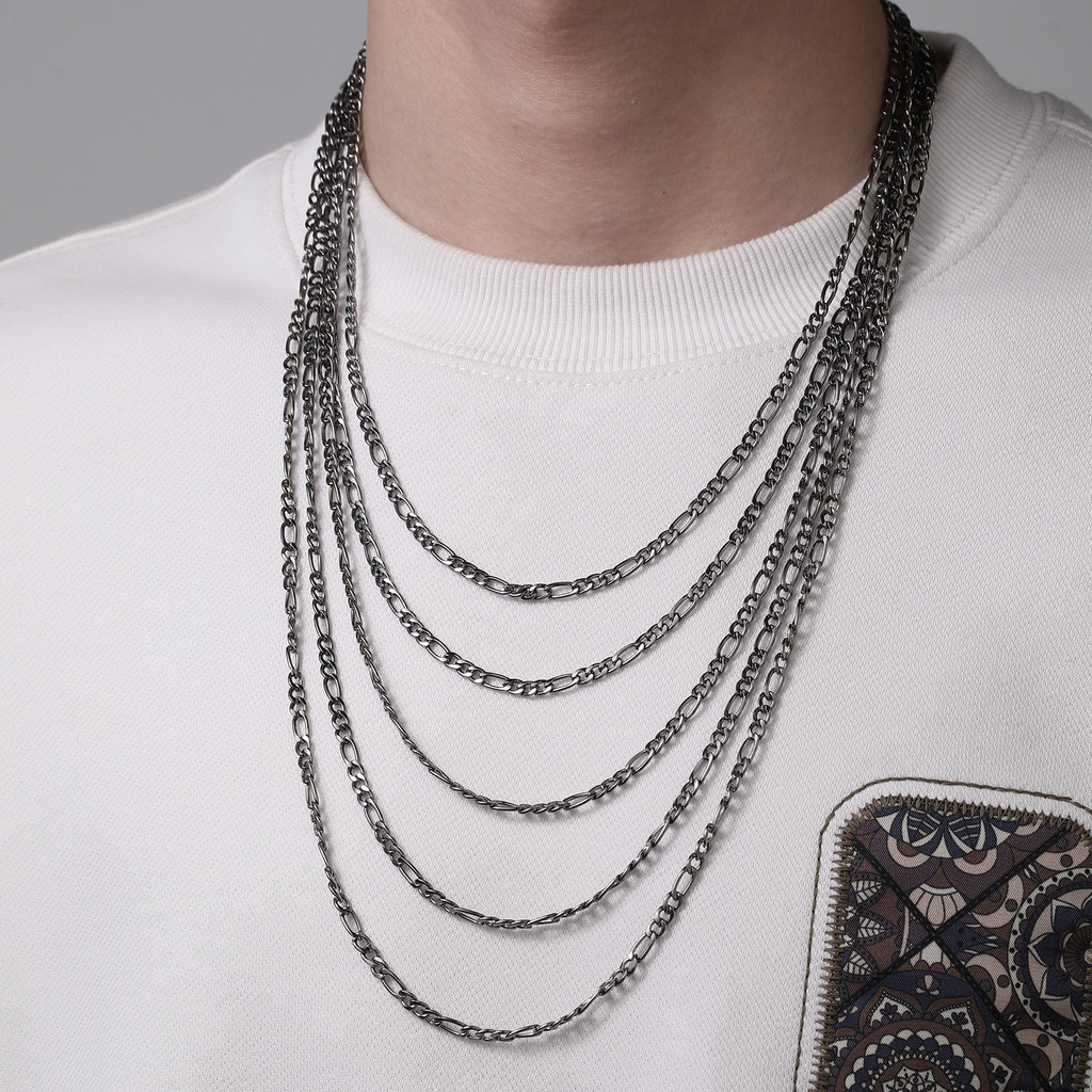 Moda Hip Hop Hip Hop Trendy Cool Handsome Cuban Chain Sweater Chain Jóias Simples Tudo em Combinação Jóias Ouro Prata Pistola Colar de Ferro Preto Jóias de Presente de Casal Masculino