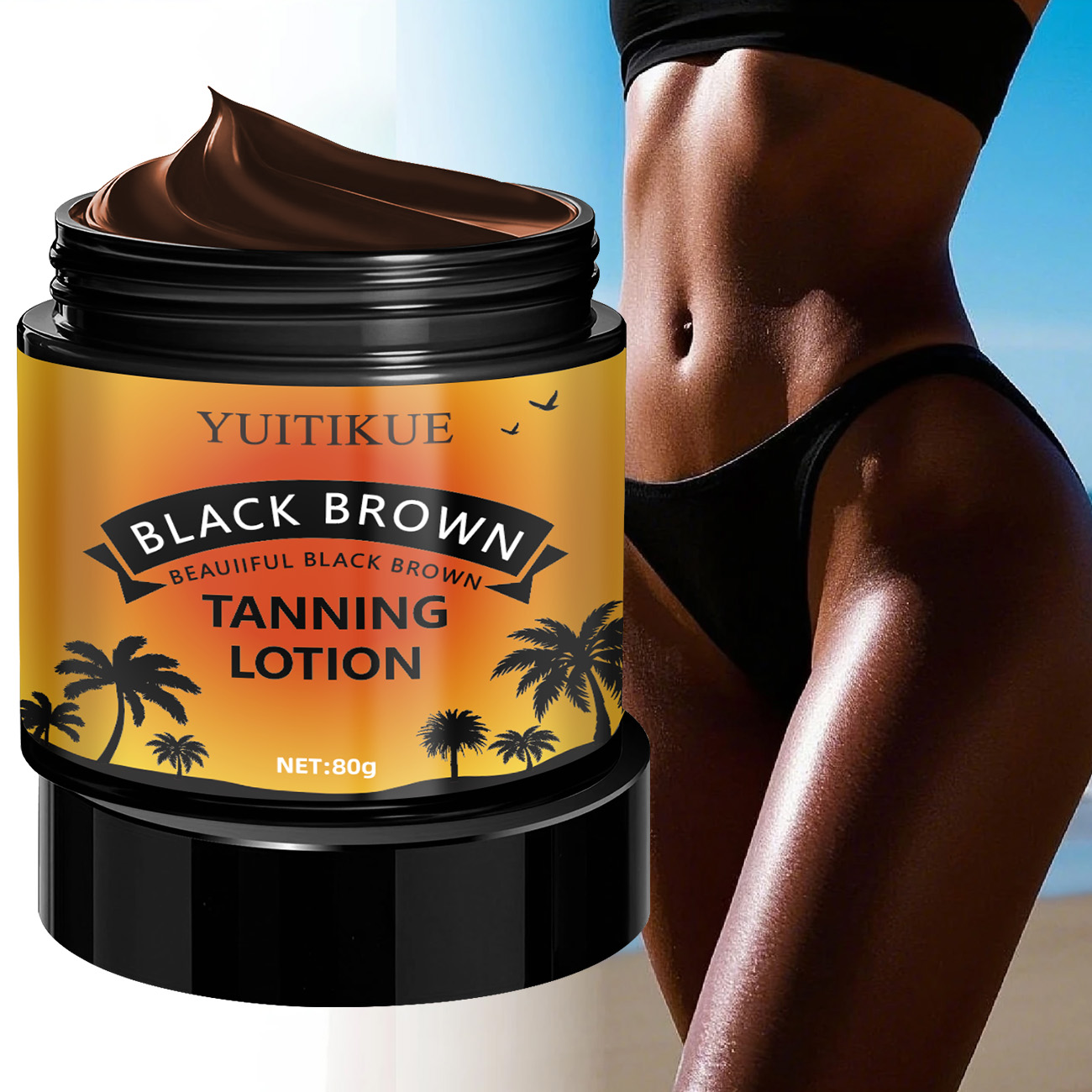 Loção Bronzeadora Marrom Preto , Hidratante De Longa Duração , Autobronzeador À Prova D'água , Hipoalergênico , Cor De T