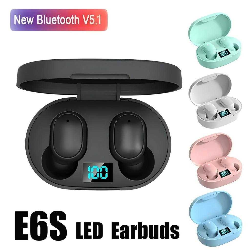 E6S TWS Bluetooth 5.1 Fones De Ouvido Sem Fio Com Microfone Caixa Carregamento Handsfree Para Redução Ruído Fone