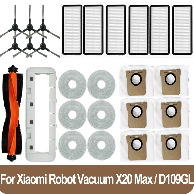 Acessórios Para Xiaomi Robot Vacuum X20 Max / D109GL Peças Escova Principal Escova Lateral Filtro Hepa Pano De Pano