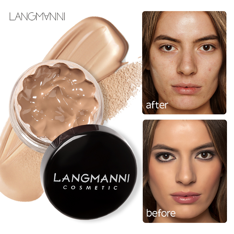 Base Líquida E Corretivo LANGMANNI 1PCS – Cobertura Total , Fosca , À Prova D'água , Hidratante Iluminadora , Maquiagem 