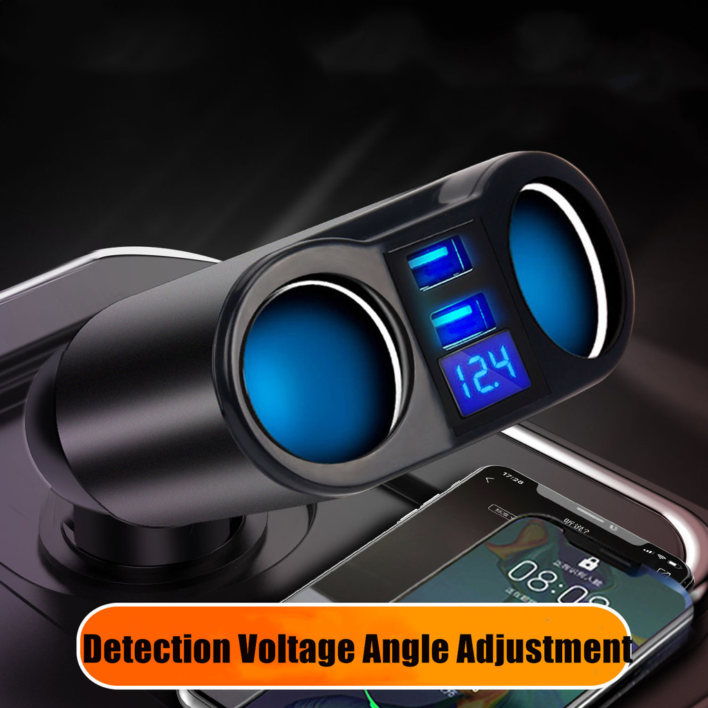 Novo Adaptador de Carregador de Carro Dual USB 3.1A 4 em 1 com Display LED Soquete para Cigarro de 12-24V Divisor