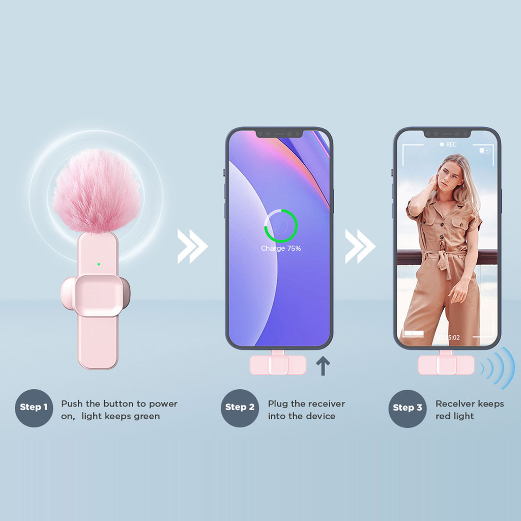 Novo microfone sem fio lavalier com protetor de vento para smartphone, PC, vlog, gravação de áudio e vídeo, jogos